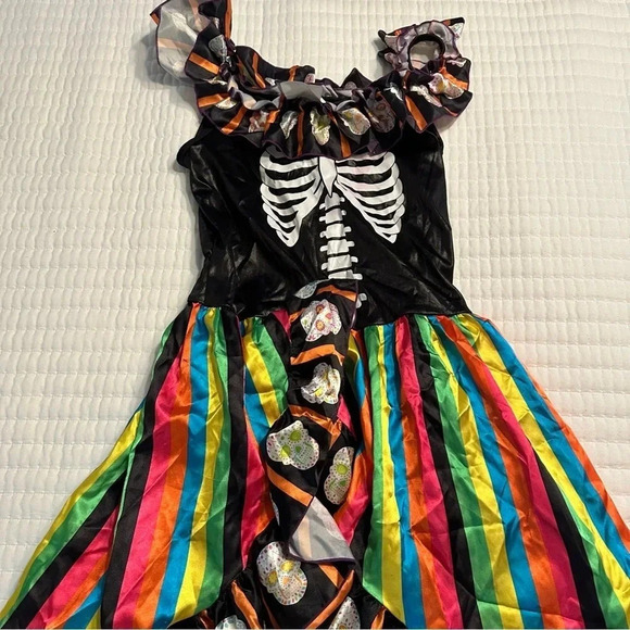 Kids Rainbow Sugar Skull Costume - Picture 4 of 12